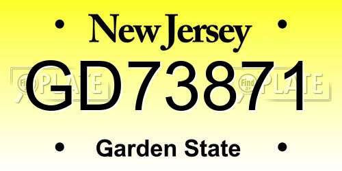 GD73871 New Jersey License Plate