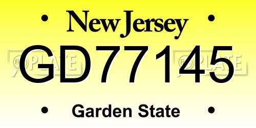 GD77145 New Jersey License Plate