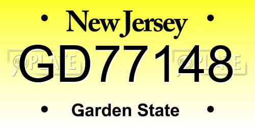 GD77148 New Jersey License Plate