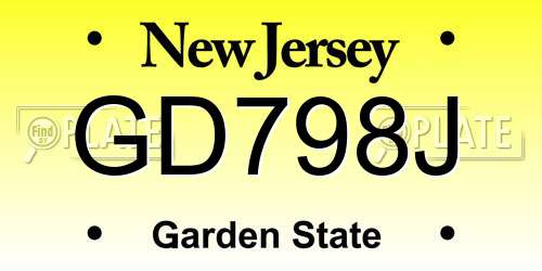 GD798J New Jersey License Plate