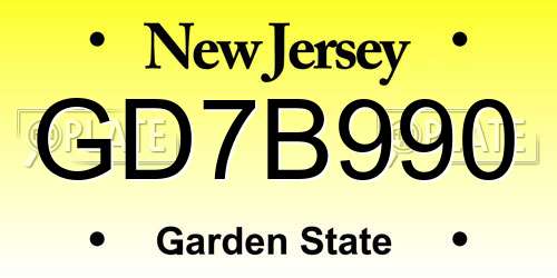 GD7B990 New Jersey License Plate