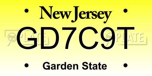 GD7C9T New Jersey License Plate