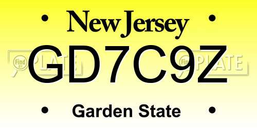 GD7C9Z New Jersey License Plate