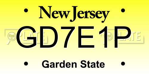 GD7E1P New Jersey License Plate