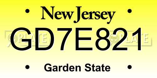 GD7E821 New Jersey License Plate