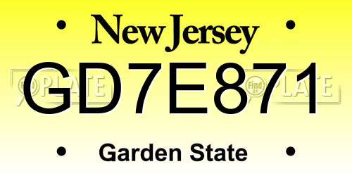 GD7E871 New Jersey License Plate
