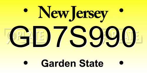 GD7S990 New Jersey License Plate