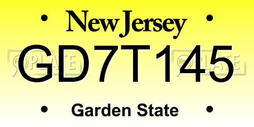 GD7T145 New Jersey License Plate