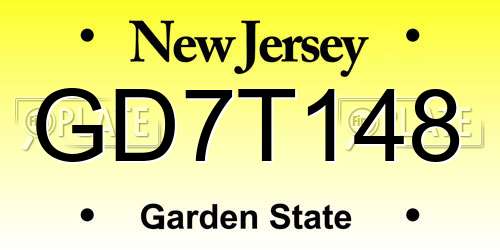 GD7T148 New Jersey License Plate