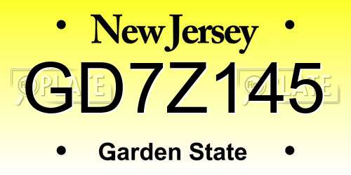 GD7Z145 New Jersey License Plate