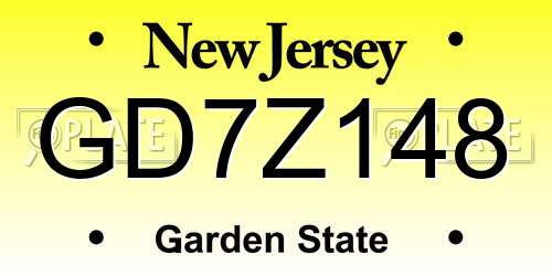 GD7Z148 New Jersey License Plate