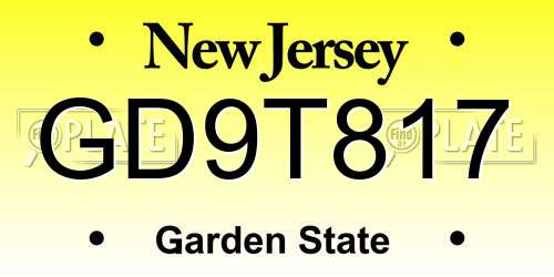 GD9T817 New Jersey License Plate