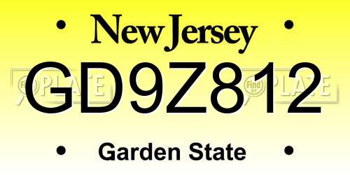 GD9Z812 New Jersey License Plate