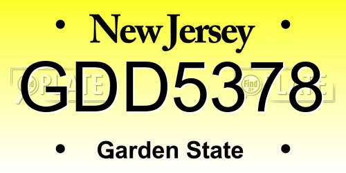 GDD5378 New Jersey License Plate