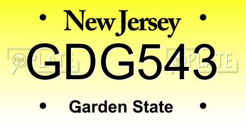 GDG543 New Jersey License Plate