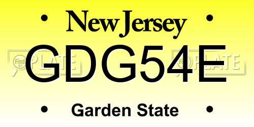GDG54E New Jersey License Plate
