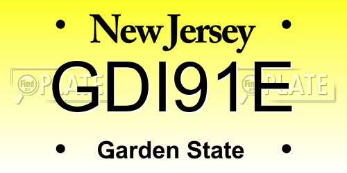 GDI91E New Jersey License Plate