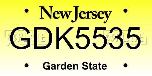 GDK5535 New Jersey License Plate