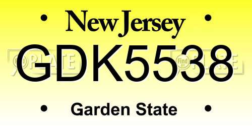 GDK5538 New Jersey License Plate