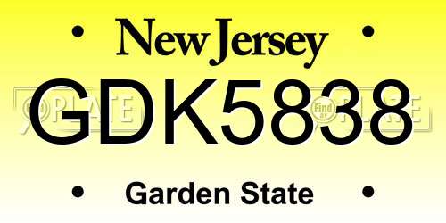 GDK5838 New Jersey License Plate