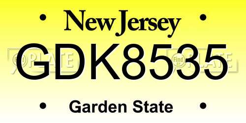 GDK8535 New Jersey License Plate