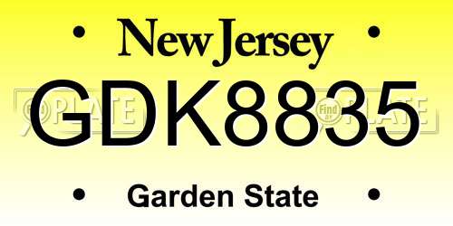 GDK8835 New Jersey License Plate