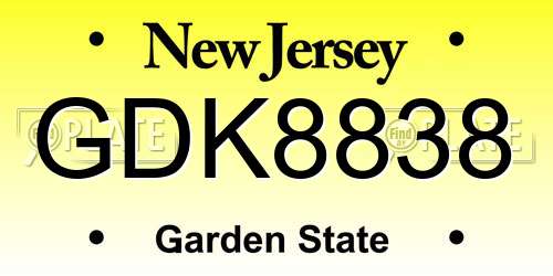GDK8838 New Jersey License Plate