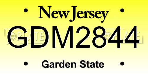 GDM2844 New Jersey License Plate
