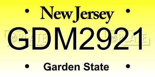 GDM2921 New Jersey License Plate