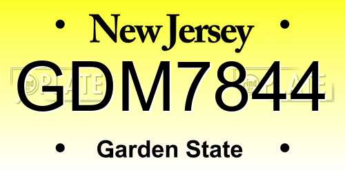 GDM7844 New Jersey License Plate