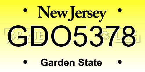 GDO5378 New Jersey License Plate