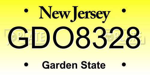 GDO8328 New Jersey License Plate