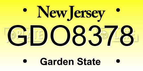 GDO8378 New Jersey License Plate