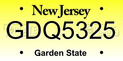 GDQ5325 New Jersey License Plate