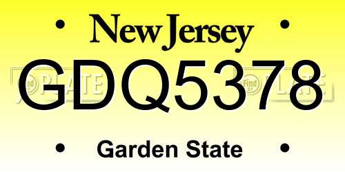 GDQ5378 New Jersey License Plate
