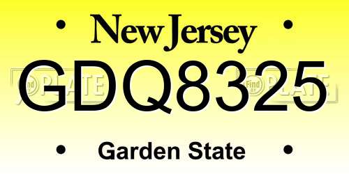 GDQ8325 New Jersey License Plate