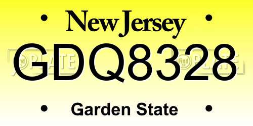 GDQ8328 New Jersey License Plate