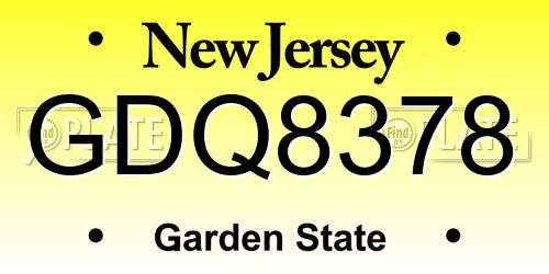 GDQ8378 New Jersey License Plate