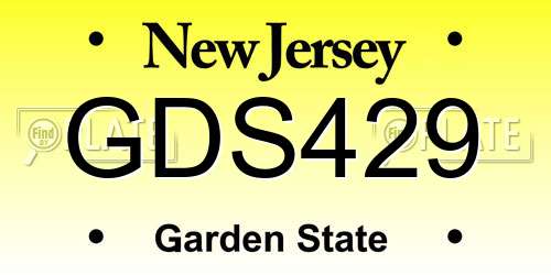 GDS429 New Jersey License Plate