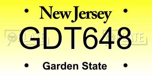 GDT648 New Jersey License Plate