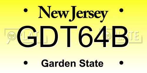 GDT64B New Jersey License Plate