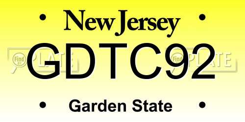 GDTC92 New Jersey License Plate