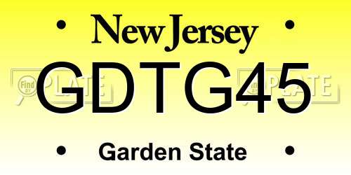 GDTG45 New Jersey License Plate