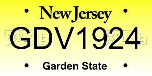 GDV1924 New Jersey License Plate