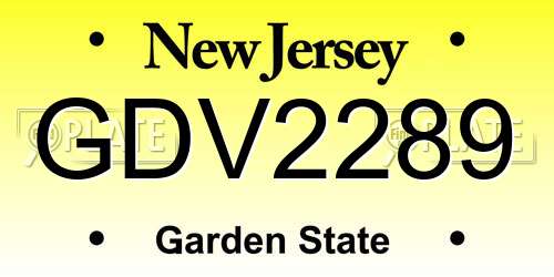 GDV2289 New Jersey License Plate
