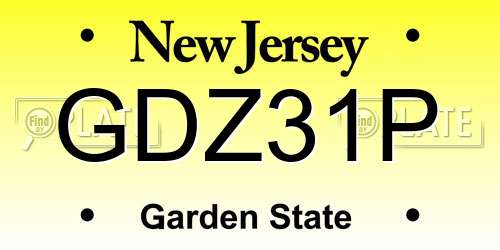 GDZ31P New Jersey License Plate