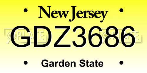 GDZ3686 New Jersey License Plate