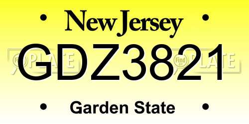 GDZ3821 New Jersey License Plate