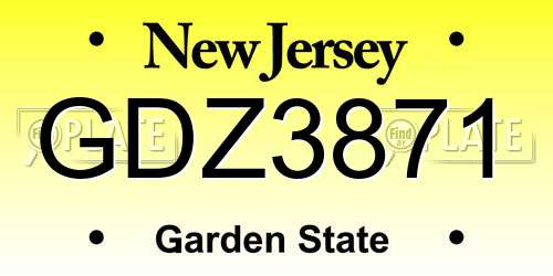GDZ3871 New Jersey License Plate