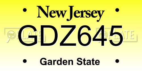 GDZ645 New Jersey License Plate